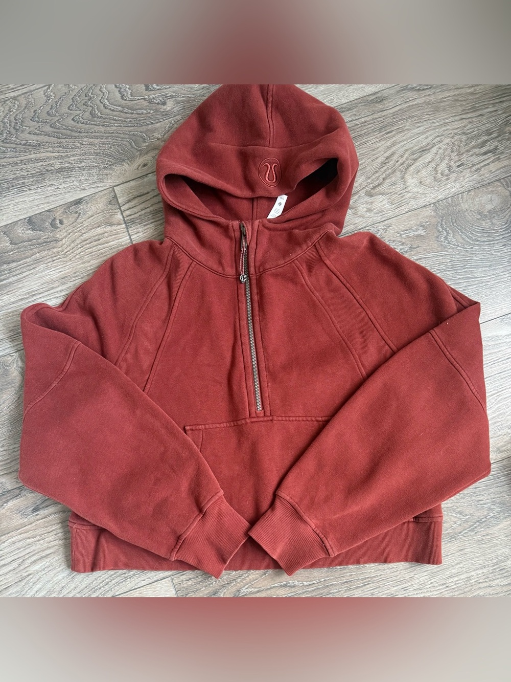 94.  Lululemon Scuba Oversized Half-Zip Hoodie M/L Rust Red